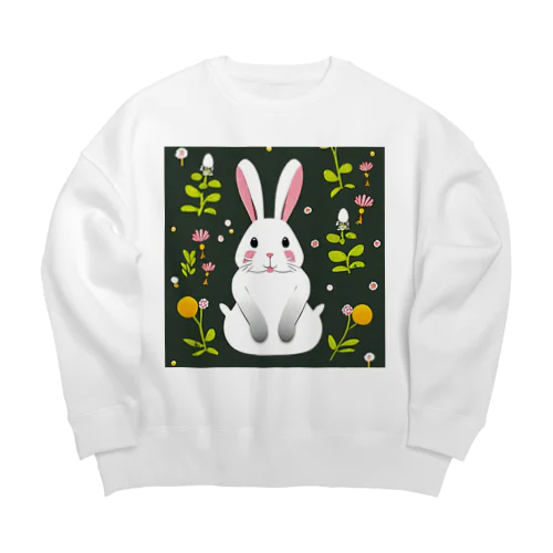 ウサギのおはようございます Big Crew Neck Sweatshirt