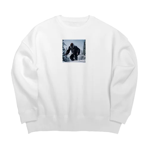 スキーをするゴリラ Big Crew Neck Sweatshirt