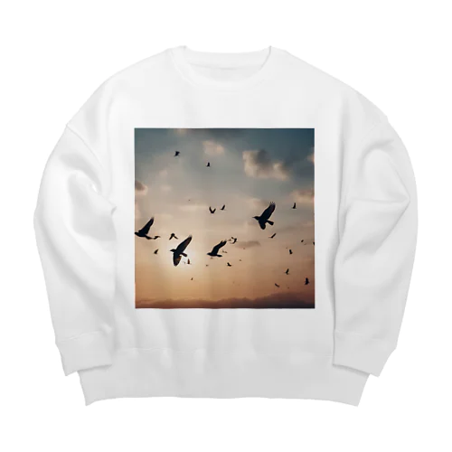 鳥の羽ばたく空 Big Crew Neck Sweatshirt