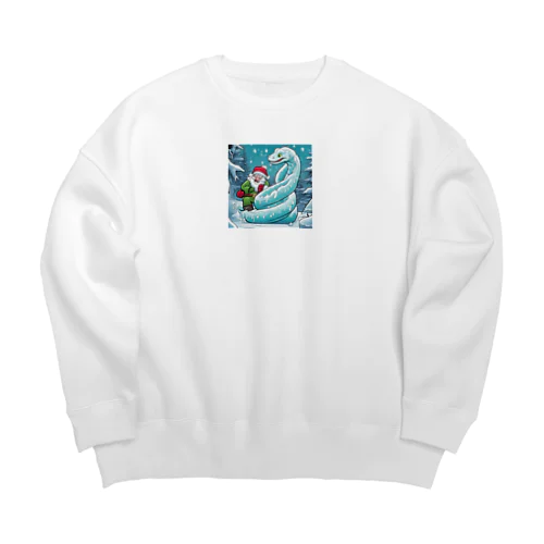 寒冷地の氷柱が垂れ下がる中で凍る音を喜んでいる蛇 Big Crew Neck Sweatshirt