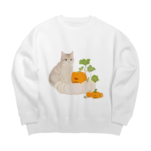 ねこと育ったかぼちゃ Big Crew Neck Sweatshirt