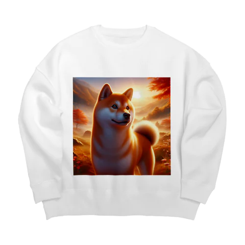 夕方の黄昏　柴犬 Big Crew Neck Sweatshirt