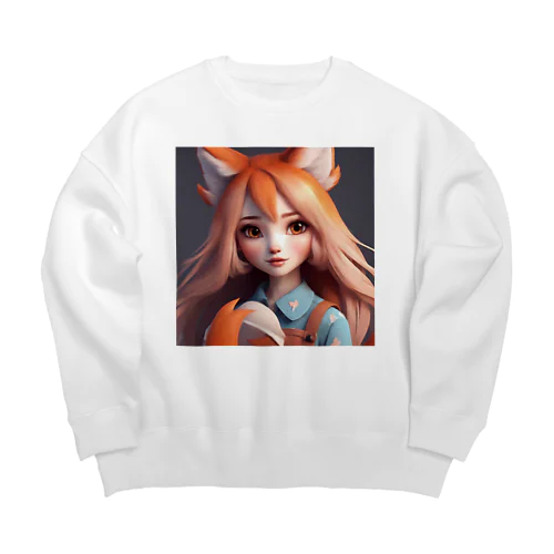 北きつね子さん Big Crew Neck Sweatshirt