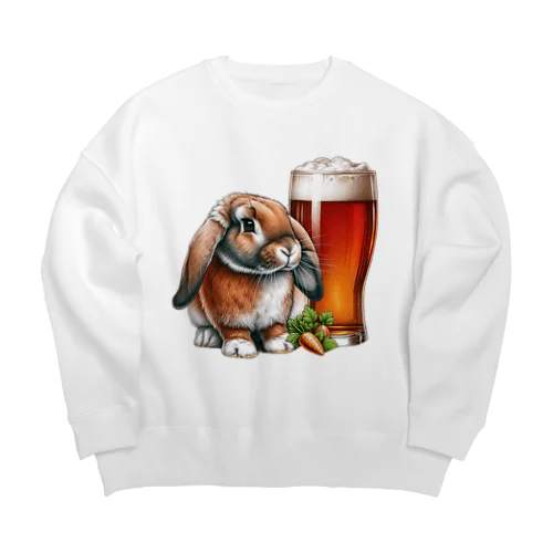 可愛いウサギ(垂れ耳ビール)カラー03 Big Crew Neck Sweatshirt