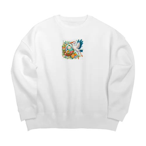 幸せを呼ぶコウノトリ2/Stork of Happiness2 Big Crew Neck Sweatshirt