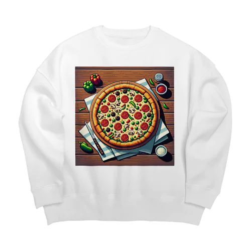 ピザのピクセルイラスト Big Crew Neck Sweatshirt