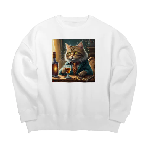 酒が好きな猫（社長） Big Crew Neck Sweatshirt