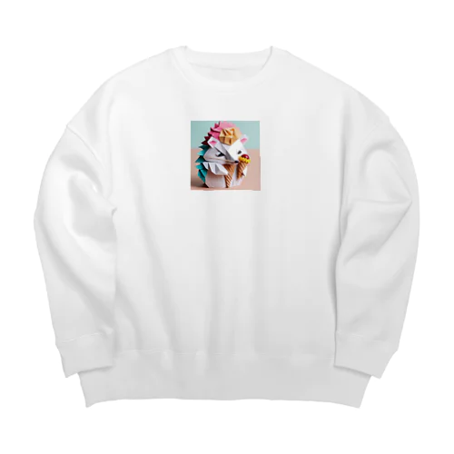 ice meets オリガミハリネズミ Big Crew Neck Sweatshirt