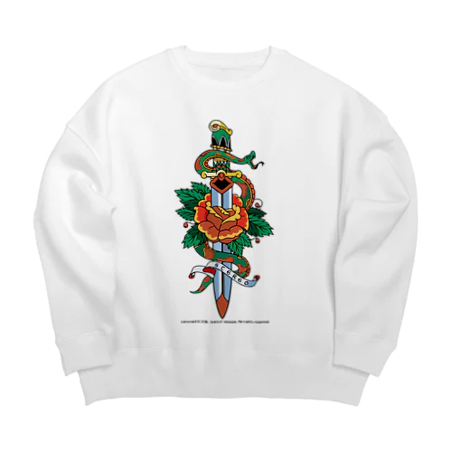 蛇と薔薇のダガータトゥーデザイン Big Crew Neck Sweatshirt