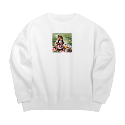 可愛らしいシマリスのエプロン姿 Big Crew Neck Sweatshirt