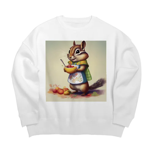 可愛らしいシマリス Big Crew Neck Sweatshirt