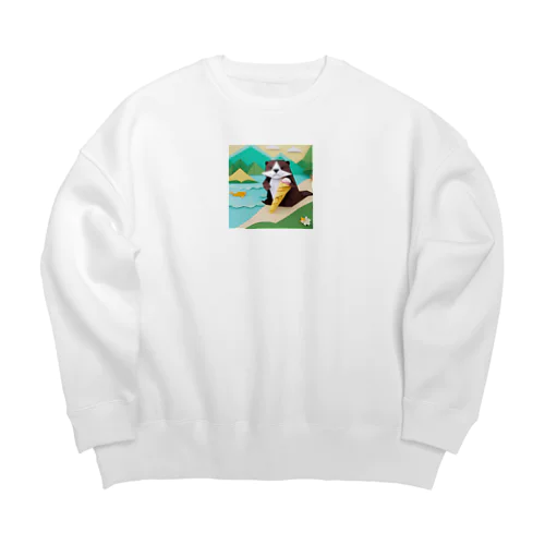 ice meets オリガミカワウソ Big Crew Neck Sweatshirt