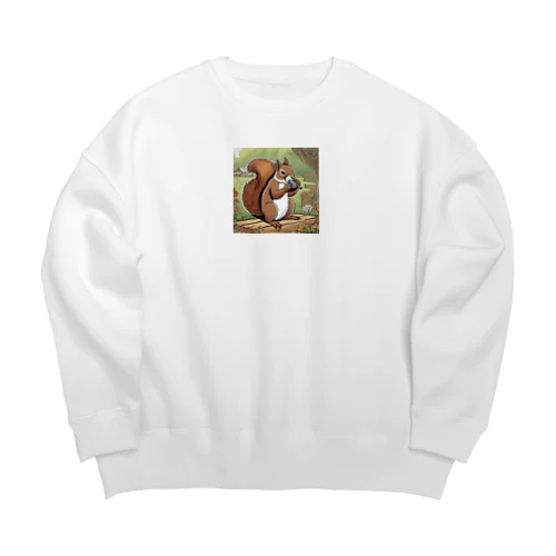 ユーモアたっぷりの可愛らしいリス Big Crew Neck Sweatshirt