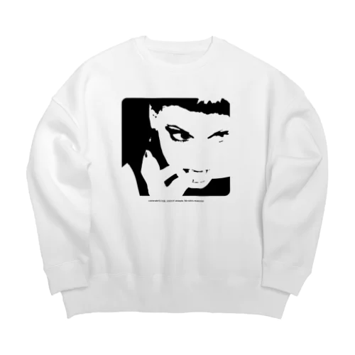 クールでかっこいい女性の顔のシルエット Big Crew Neck Sweatshirt