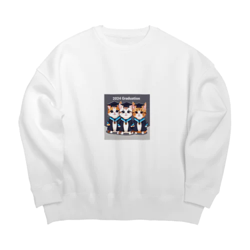 2024 卒業　卒業旅行　卒業記念　猫 Big Crew Neck Sweatshirt