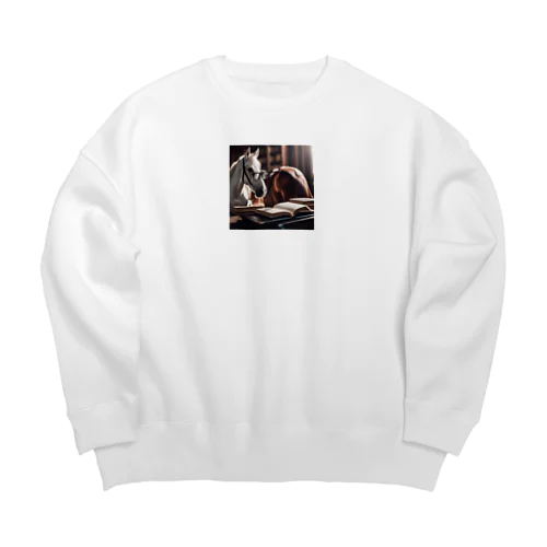 読書家の馬 Big Crew Neck Sweatshirt