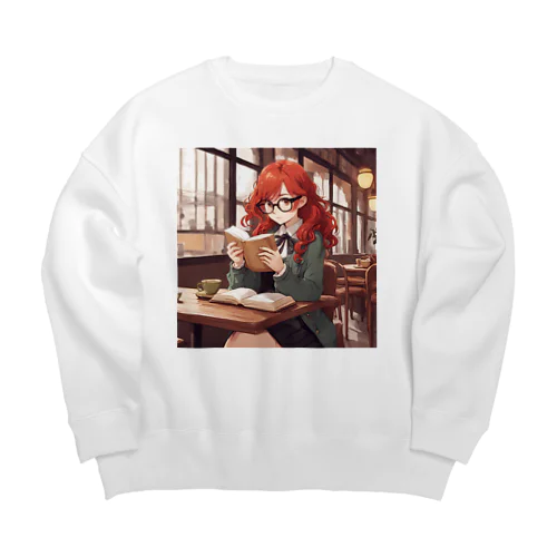 赤毛の読書メガネさん Big Crew Neck Sweatshirt