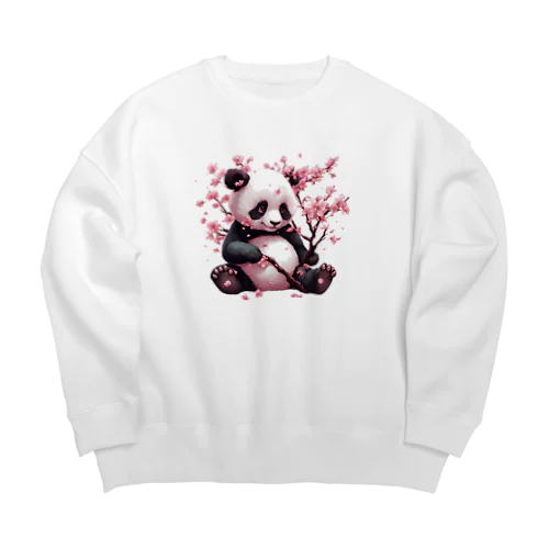 パンダと桜 Big Crew Neck Sweatshirt