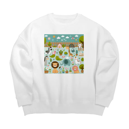 ワクワク動物園の愉快な仲間たち♪ Big Crew Neck Sweatshirt