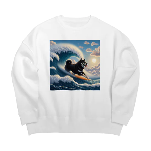 波乗り黒柴2 Big Crew Neck Sweatshirt