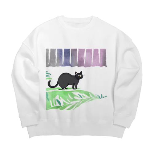 なんか抜けてる黒猫 Big Crew Neck Sweatshirt