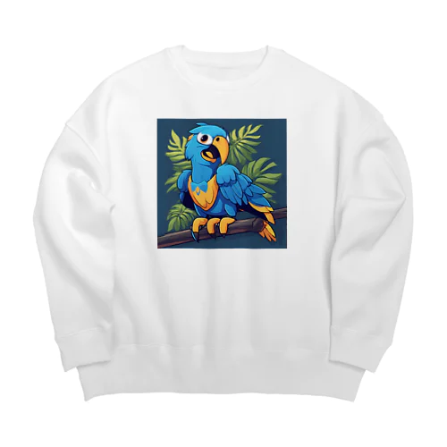 青いインコちゃん Big Crew Neck Sweatshirt