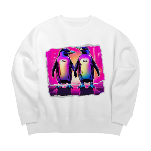 【Neon Animals】仲良しPENGUIN🐧 Big Crew Neck Sweatshirt