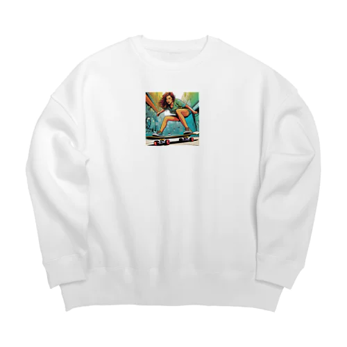 スケートボードをする女性 Big Crew Neck Sweatshirt