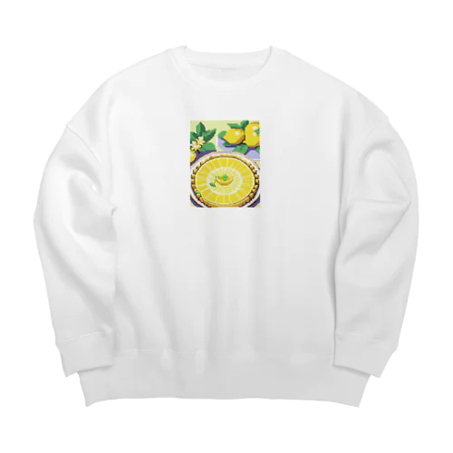 黄色いレモンタルトのような洋菓子 Big Crew Neck Sweatshirt