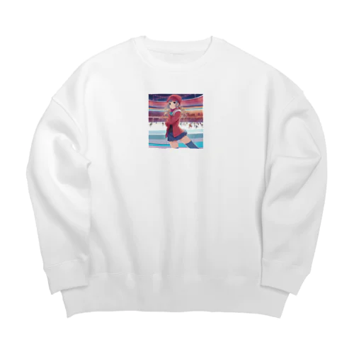 スケートをする女性 Big Crew Neck Sweatshirt