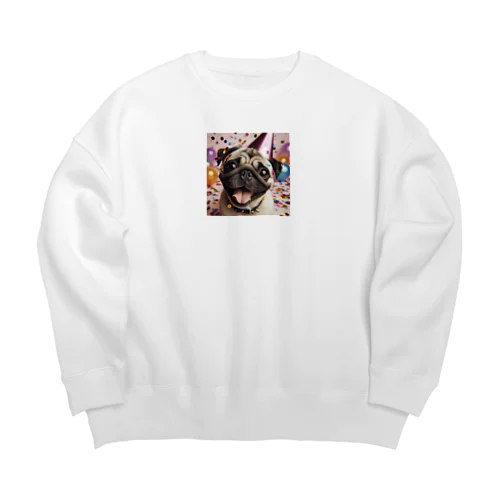 ハッピーパグ Big Crew Neck Sweatshirt