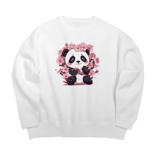 満開桜とパンダ Big Crew Neck Sweatshirt