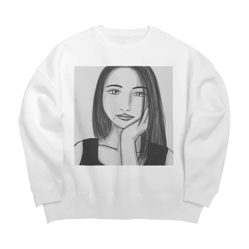 Monotone Girl Big Crew Neck Sweatshirt