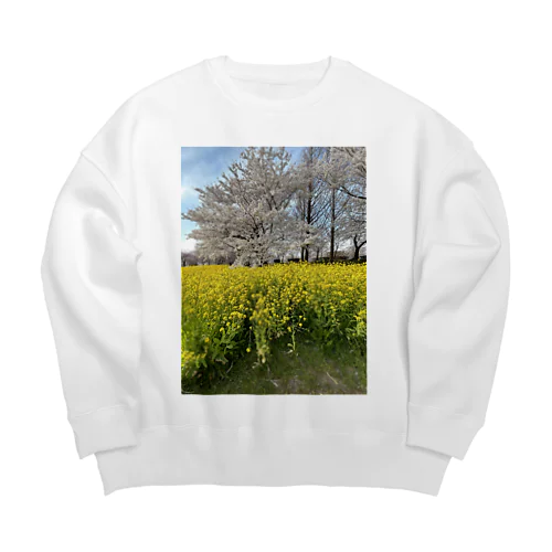 菜の花と桜のKISS Big Crew Neck Sweatshirt