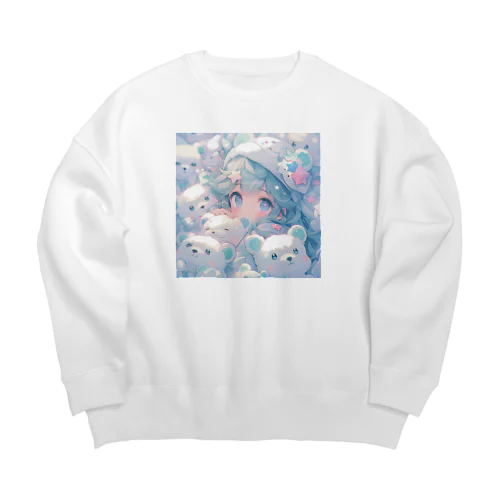bear girl Big Crew Neck Sweatshirt