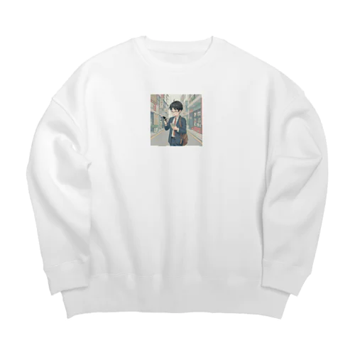 ダブルスマホ＠サラリーマン Big Crew Neck Sweatshirt