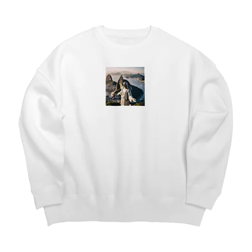 ブラジルのリオデジャネイロのコルコバードのキリスト像 Big Crew Neck Sweatshirt