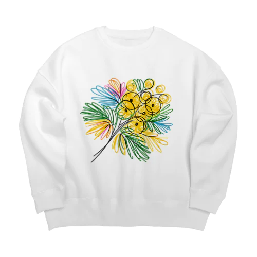 鮮やかなカラフルなミモザの花束 Big Crew Neck Sweatshirt