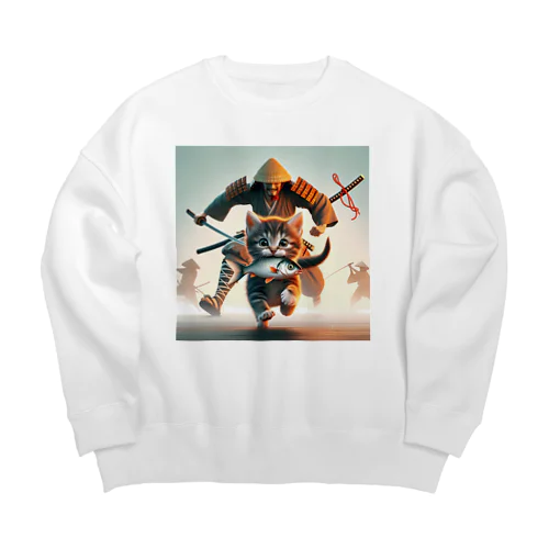 猫と侍 Big Crew Neck Sweatshirt