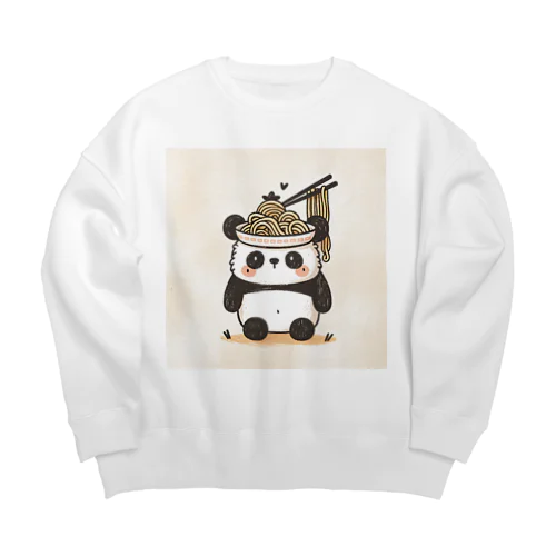 ふわふわパンダのラーメンワンダーランド Big Crew Neck Sweatshirt