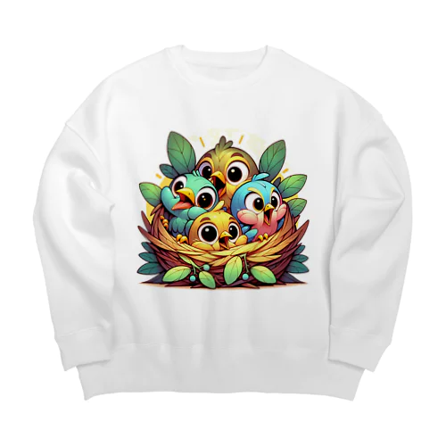 元気な赤ちゃん鳥 Big Crew Neck Sweatshirt