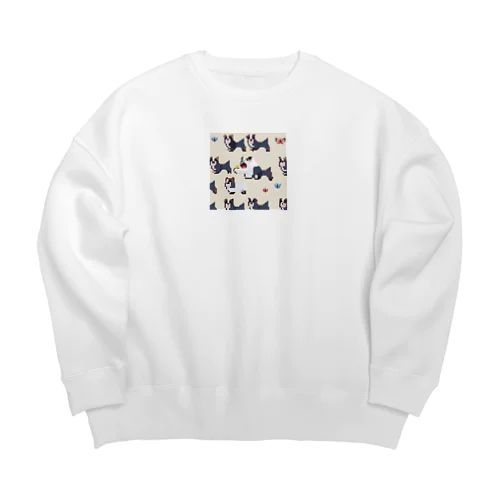 蝶々を追いかけるブルドッグ Big Crew Neck Sweatshirt