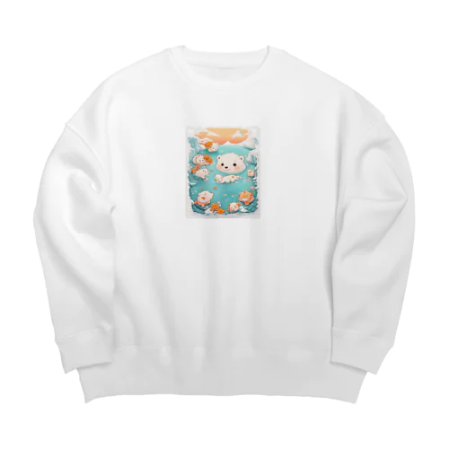 シロクマちゃん楽しそうに泳いでいます Big Crew Neck Sweatshirt