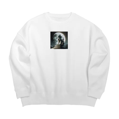 月夜の狛犬 Big Crew Neck Sweatshirt