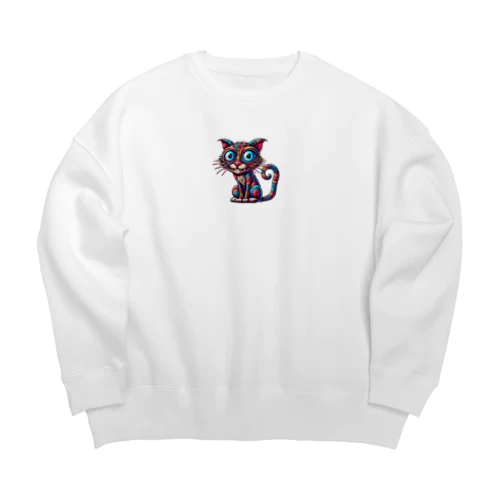 カラフル猫 Big Crew Neck Sweatshirt