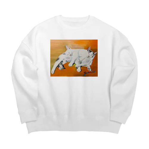 幸せな夢をみる仔猫たち・油絵 Big Crew Neck Sweatshirt