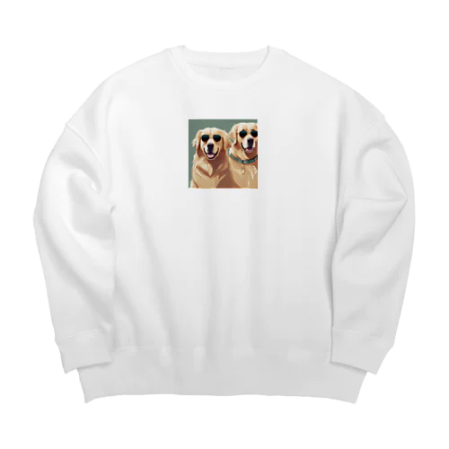 サングラスをかけているゴールデンレトリバー Big Crew Neck Sweatshirt