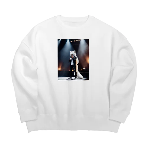 炎舞う白キツネの歌声 Big Crew Neck Sweatshirt