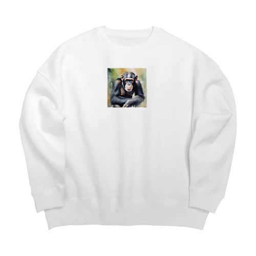 チンパンジーさん Big Crew Neck Sweatshirt