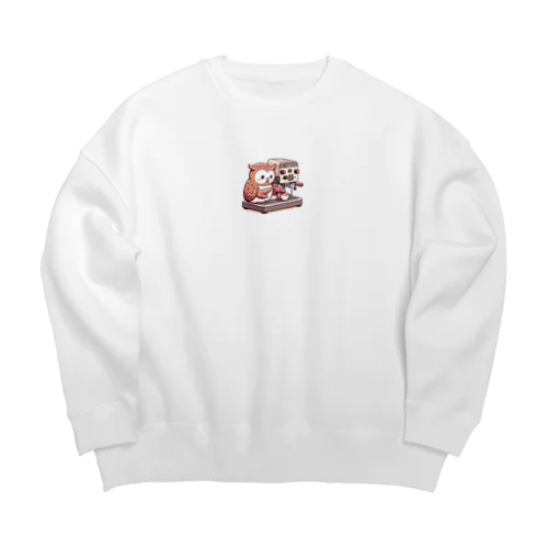 フクロウ×コーヒー Big Crew Neck Sweatshirt